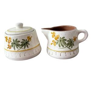 VTG Stangl Pottery Golden Blossom Cream & Sugar Set | Handpainted Stoneware